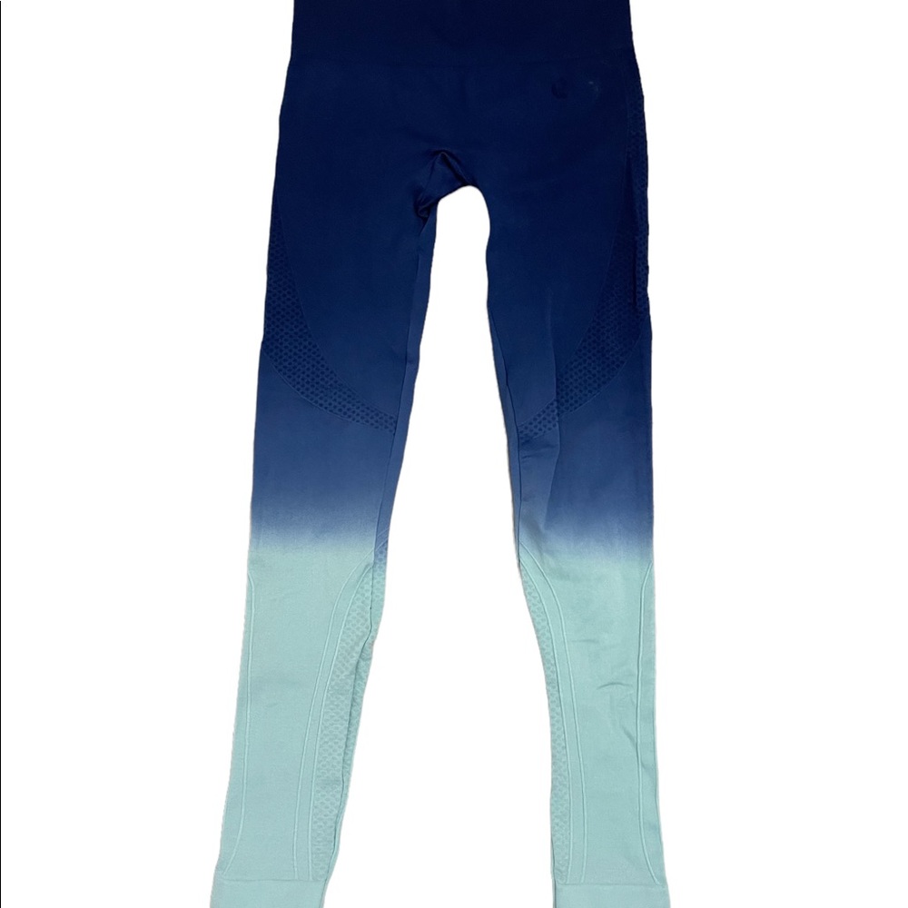 Yoga Pants, Blue Color Block, Size Medium - Picture 3 of 6